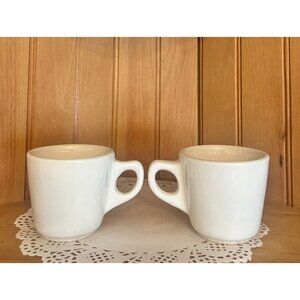 Vintage Buffalo China Chunky Restaurant Ware Ceramic Coffee Mugs Set of 2 Retro